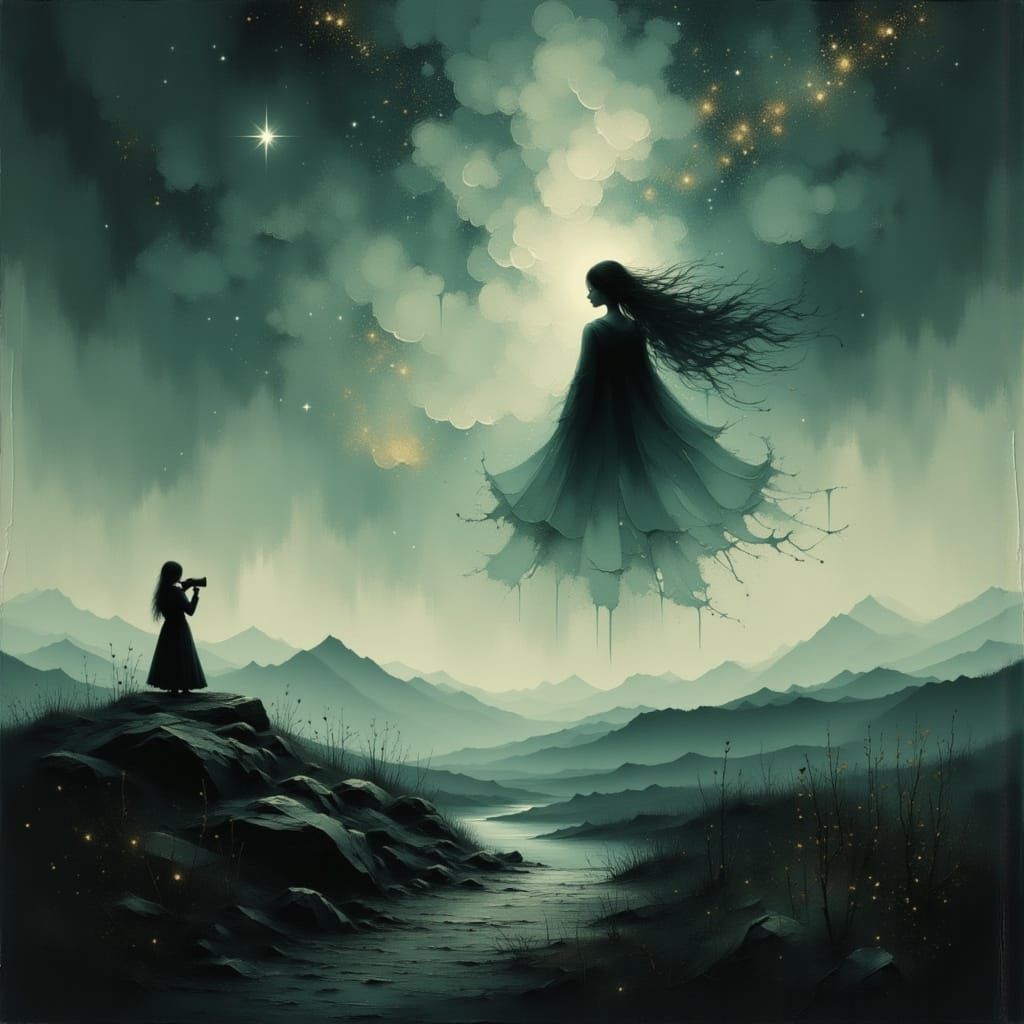 Dark Fantasy Concept Art of Photographer on Misty Moor