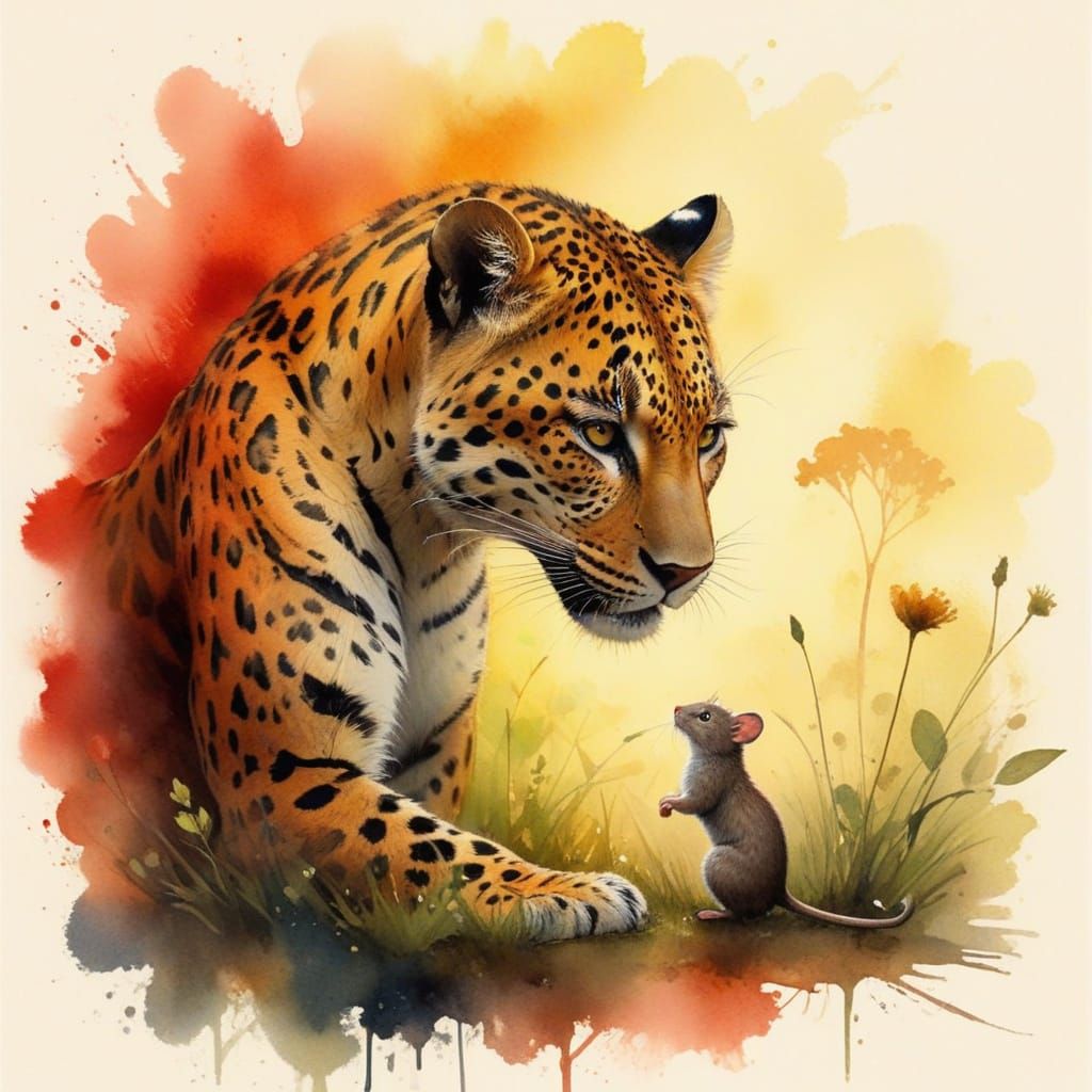 A Leopard and a Mouse on the Savannah