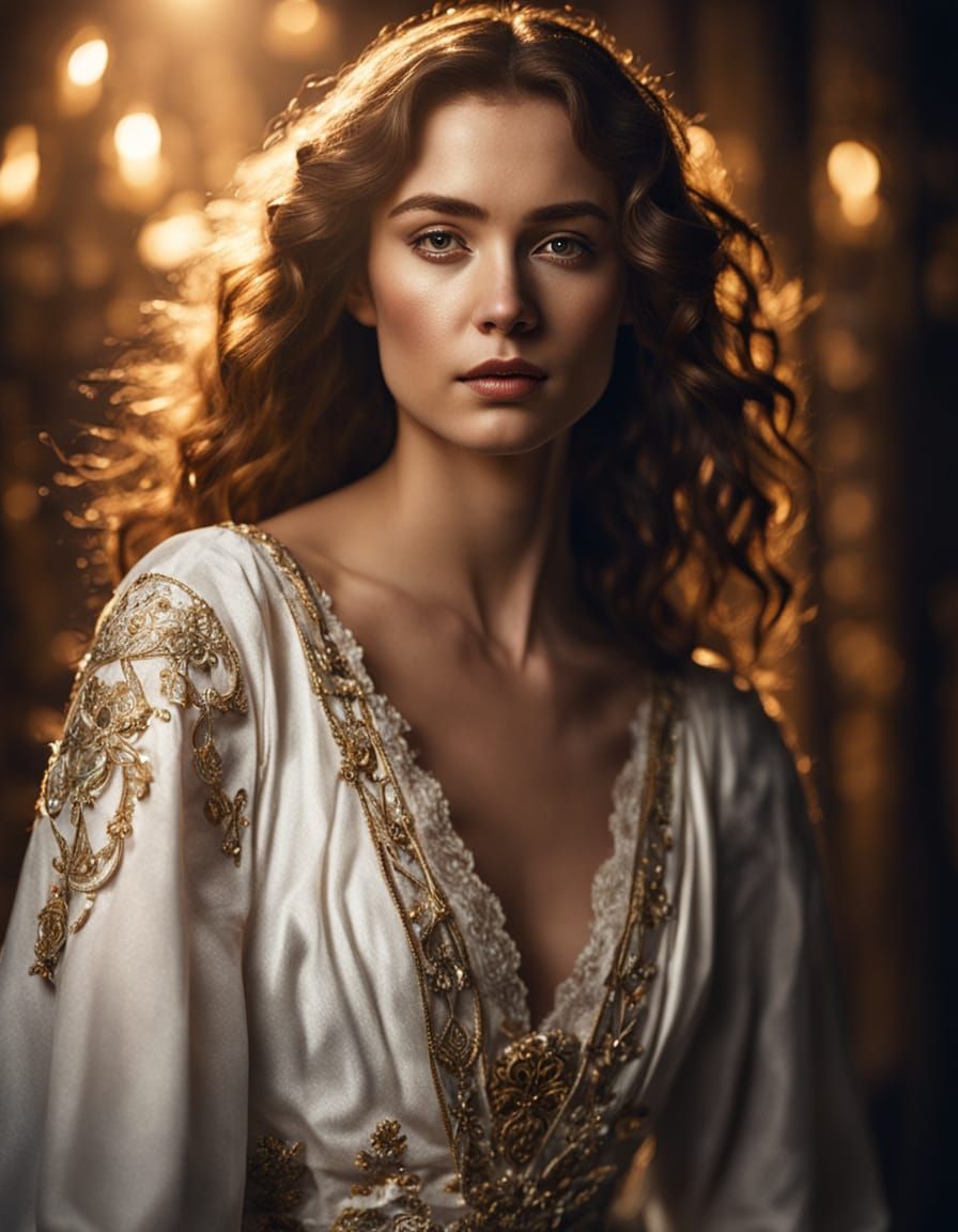 Medieval Woman Portrait in Hyper-Realistic Style
