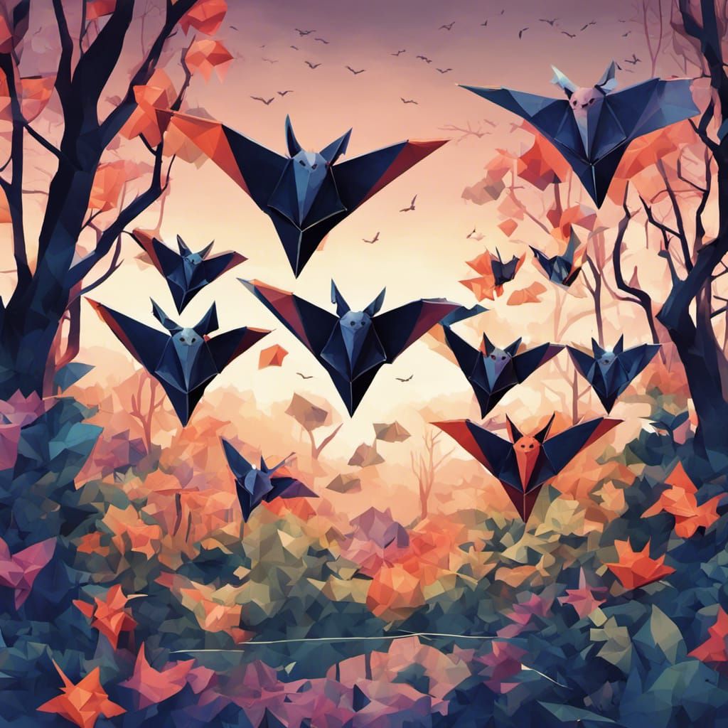 Origami Ryukyu Flying Foxes in Twilight Digital Art