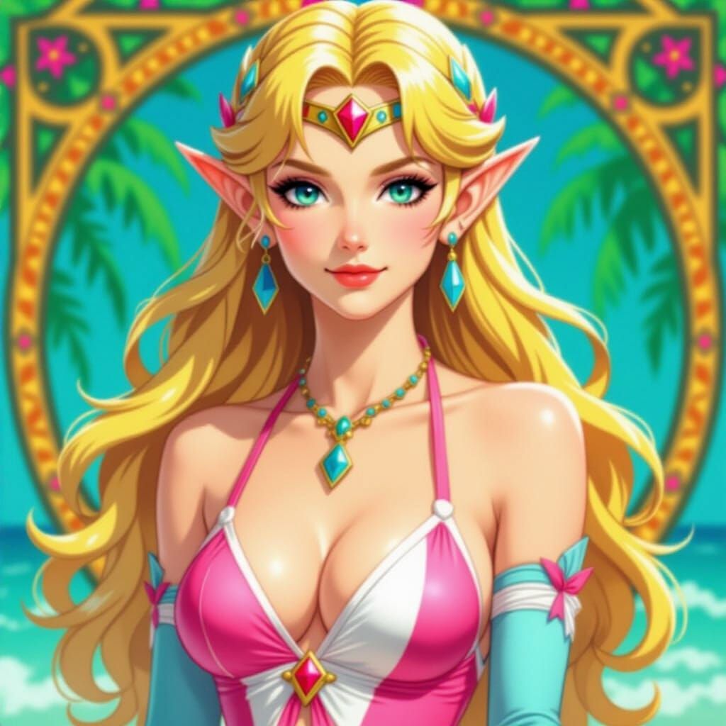 Zelda in Swimsuit, Art Nouveau Style