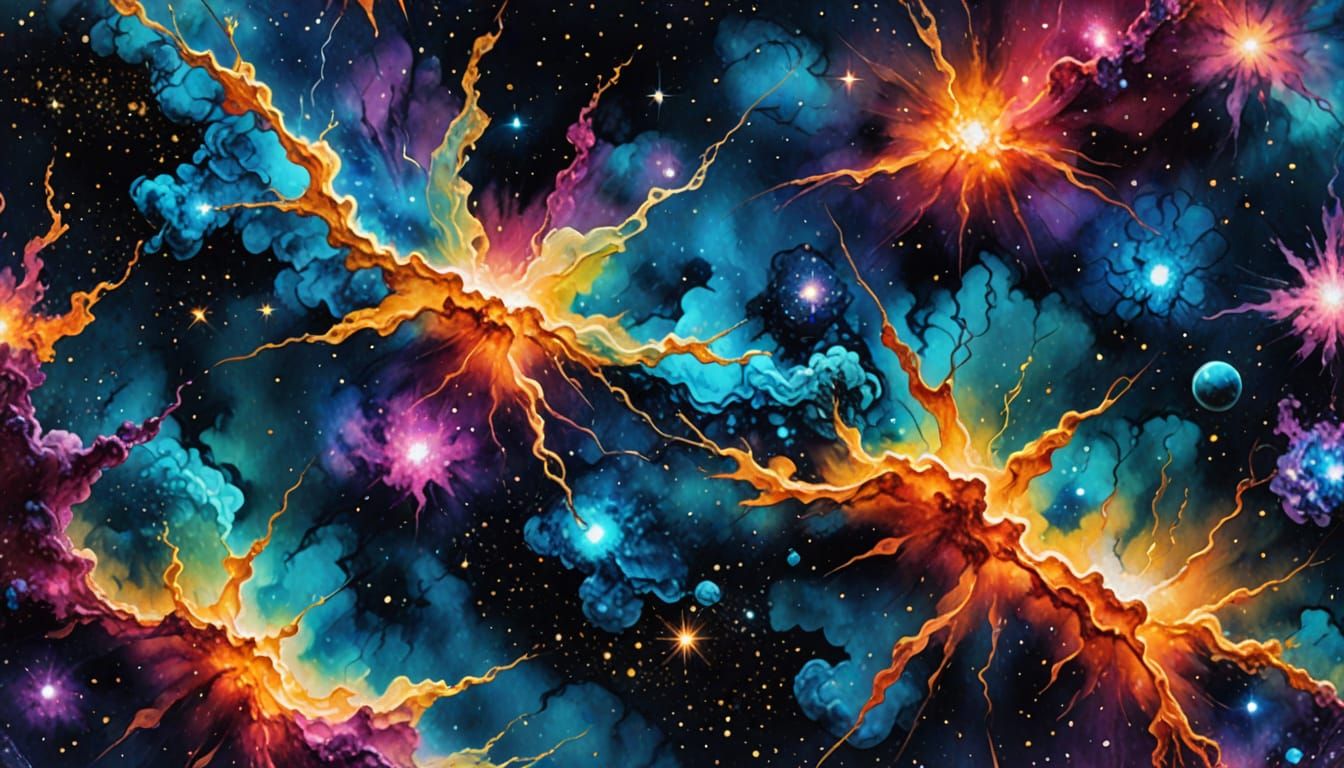 Holographic Space Nebula with Glitter Paint