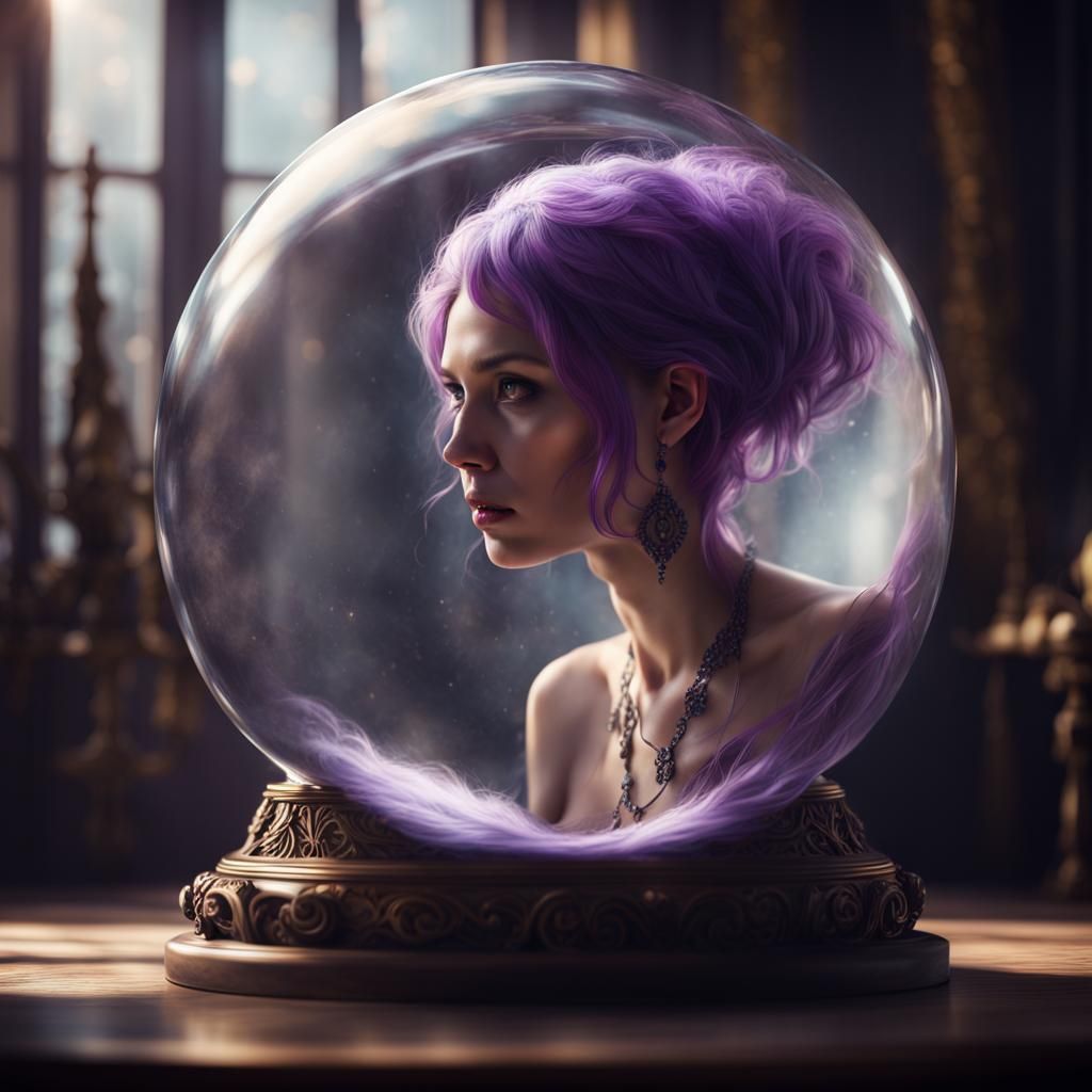 Woman in Crystal Ball: Dramatic Digital Painting