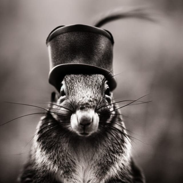 Pirate Squirrel Leaping Through Foggy Woods