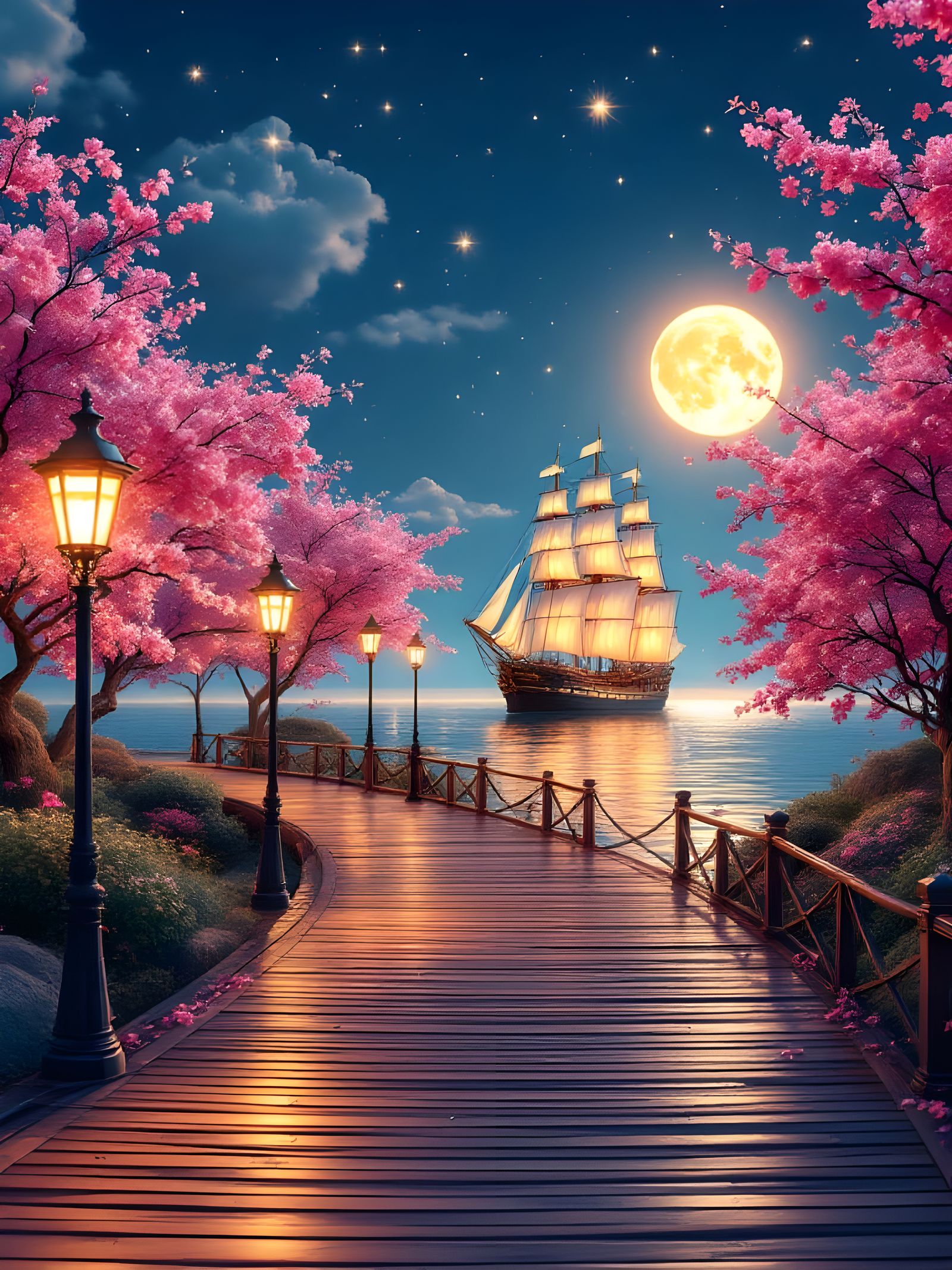Moonlight and Cherry Blossoms