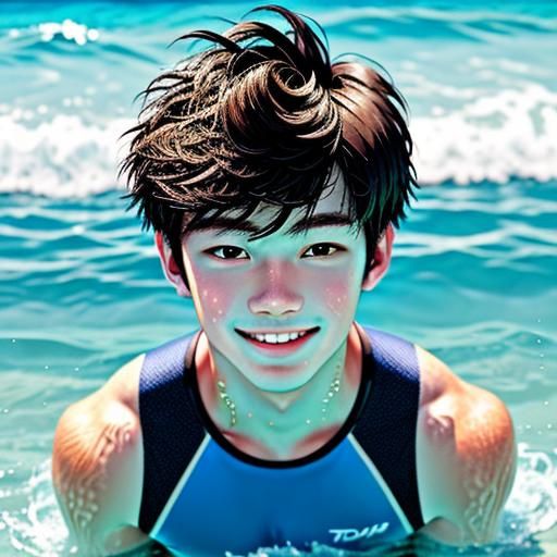 a young boy named Timmy he likes swimming at the beach  and ...