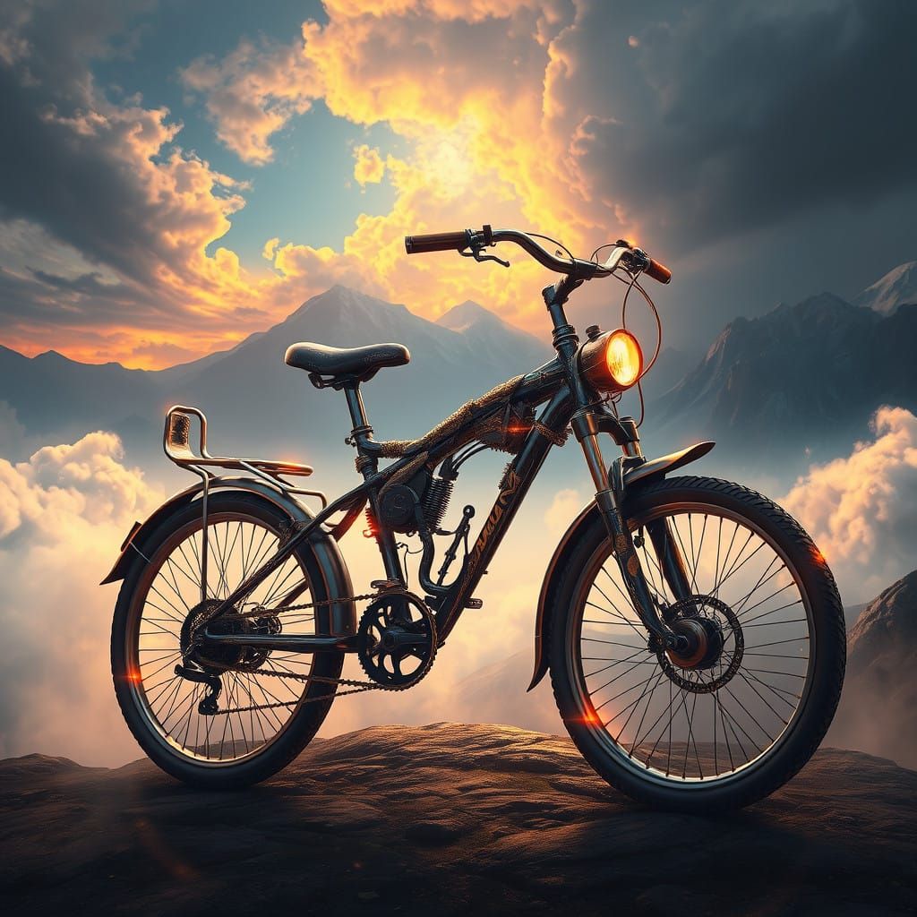 Majestic Bicycle in Dreamlike Fantasy Realm