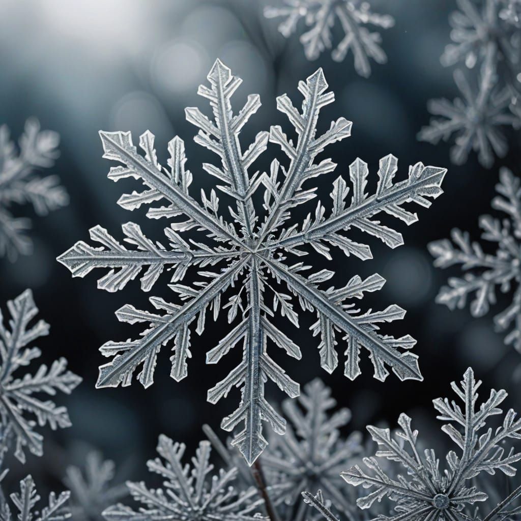 Falling Snowflake Macro in Digital Art Style