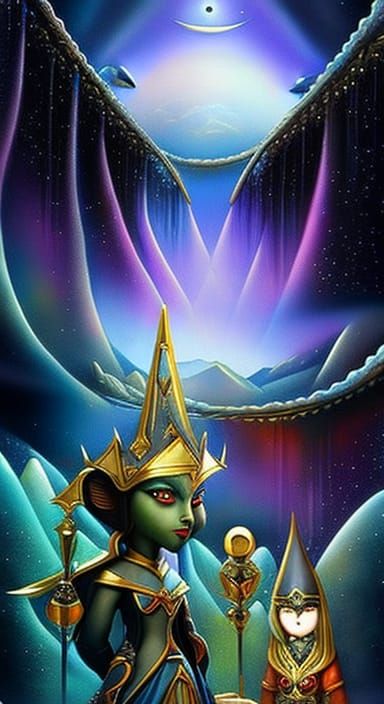 Enchanting Wizard Teaches Apprentices in Watercolor Illustra...