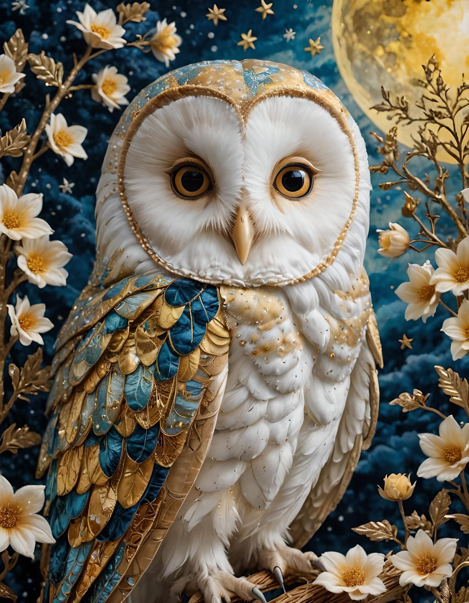 Velvet Barn Owl Under Harvest Moon, Graffiti Art