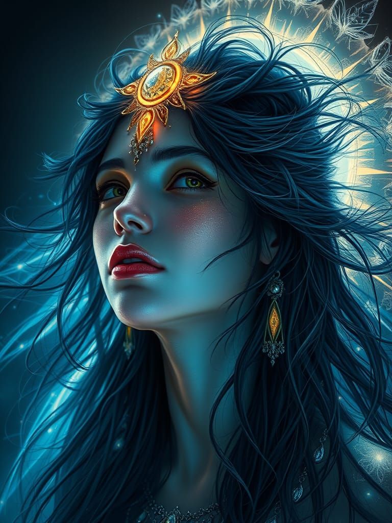 Celestial Apsara dances in radiant light