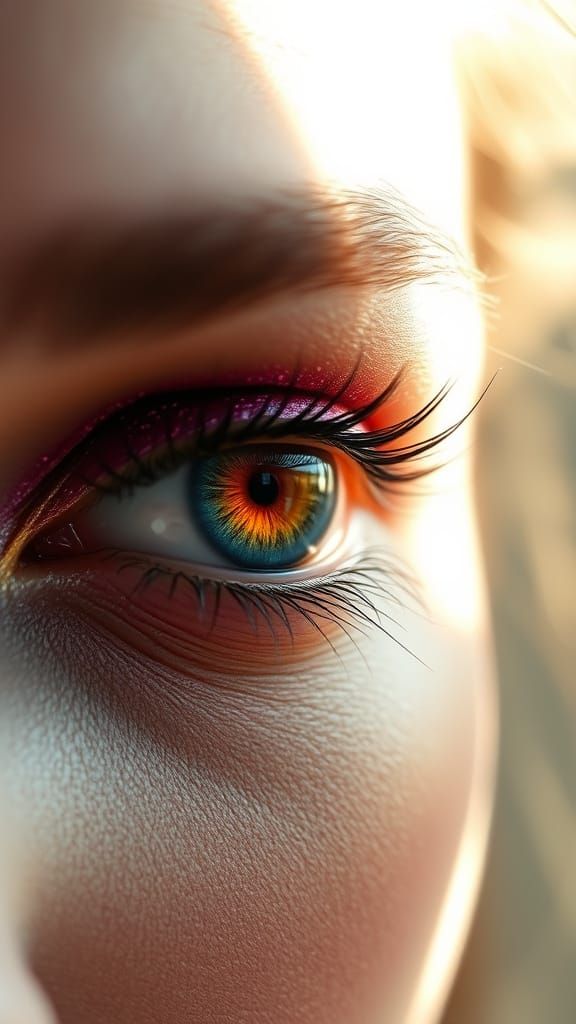 Vibrant Eye Makeup Portrait in Soft Light