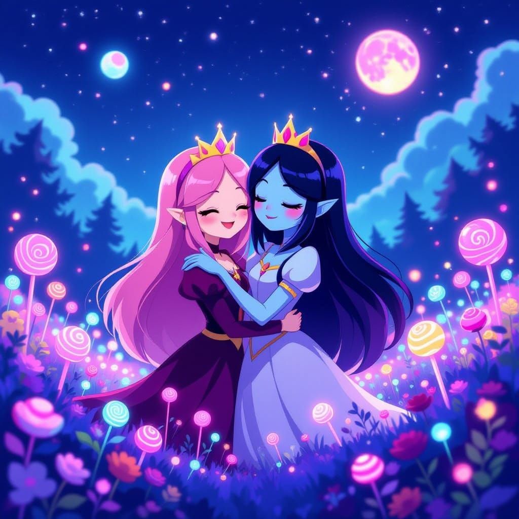 Vampire Queen and Princess in Whimsical Embrace