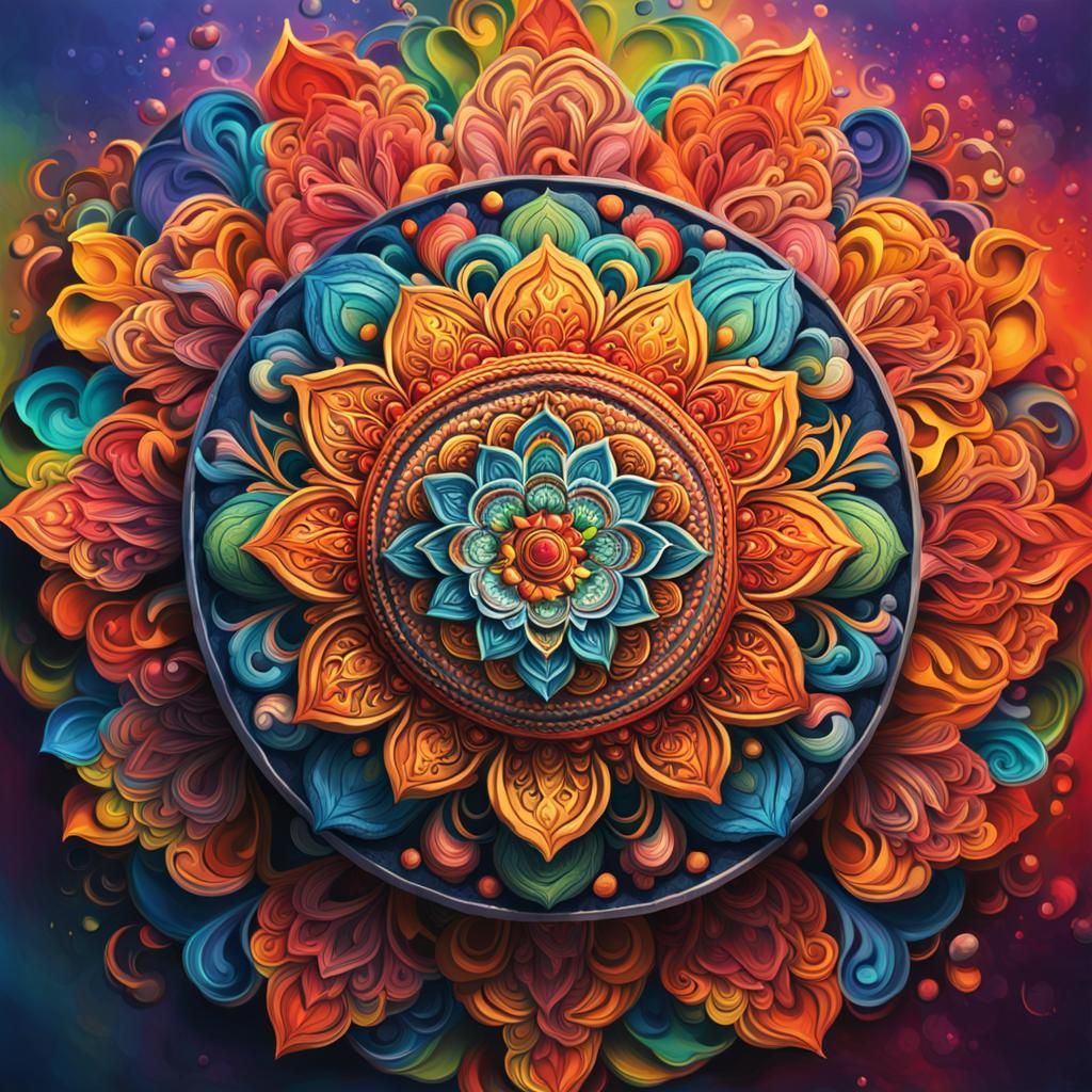 Intricate Mandala in Splash Art Style