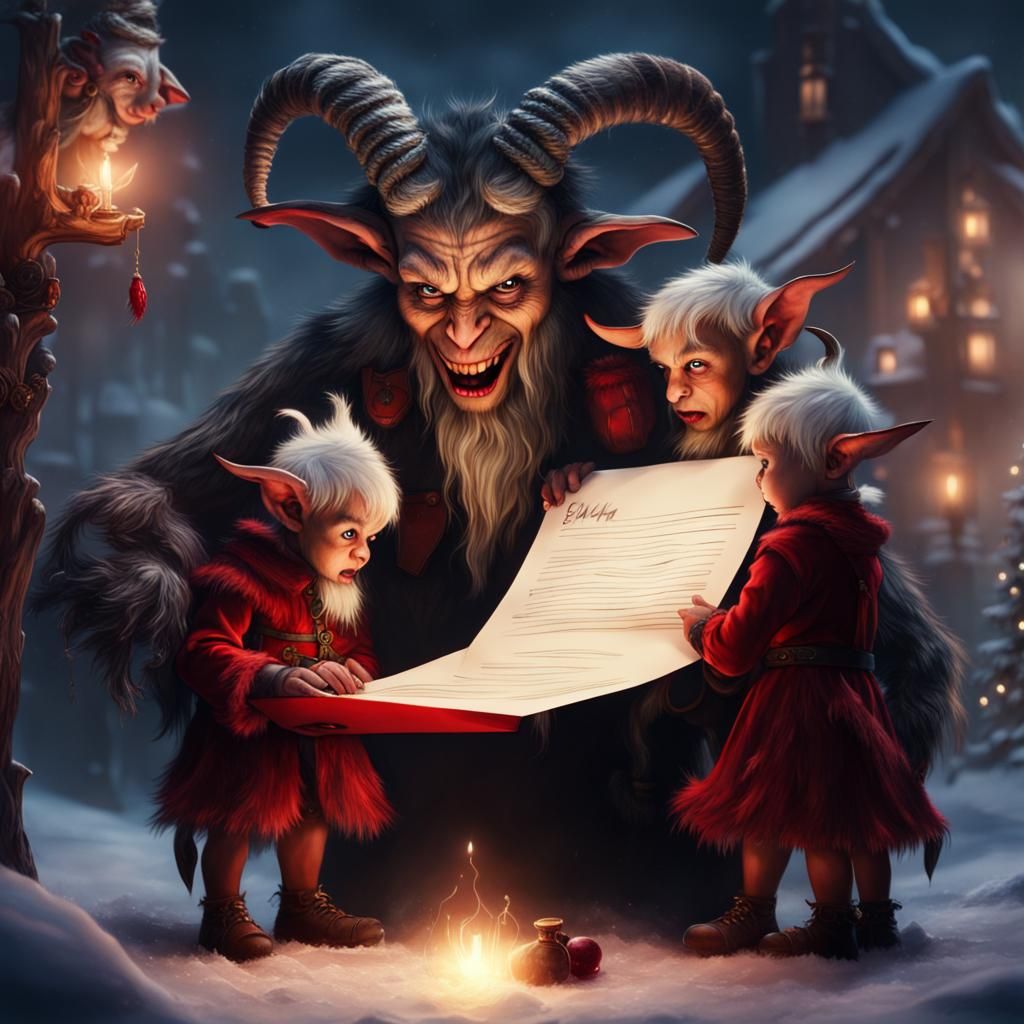 Krampus' Toddler Elves Review Their List