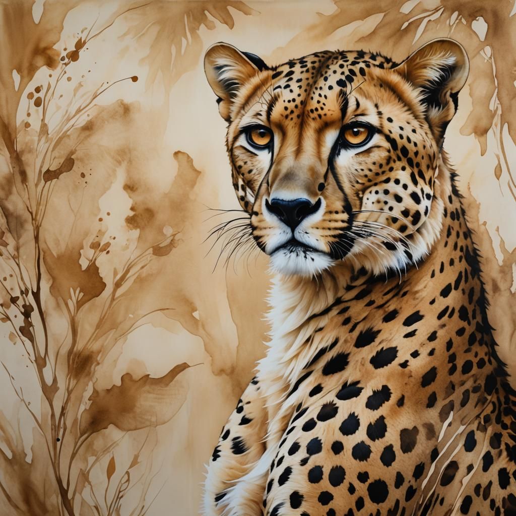 Orphism Cheetah in Hyperrealistic Alcohol Ink Style