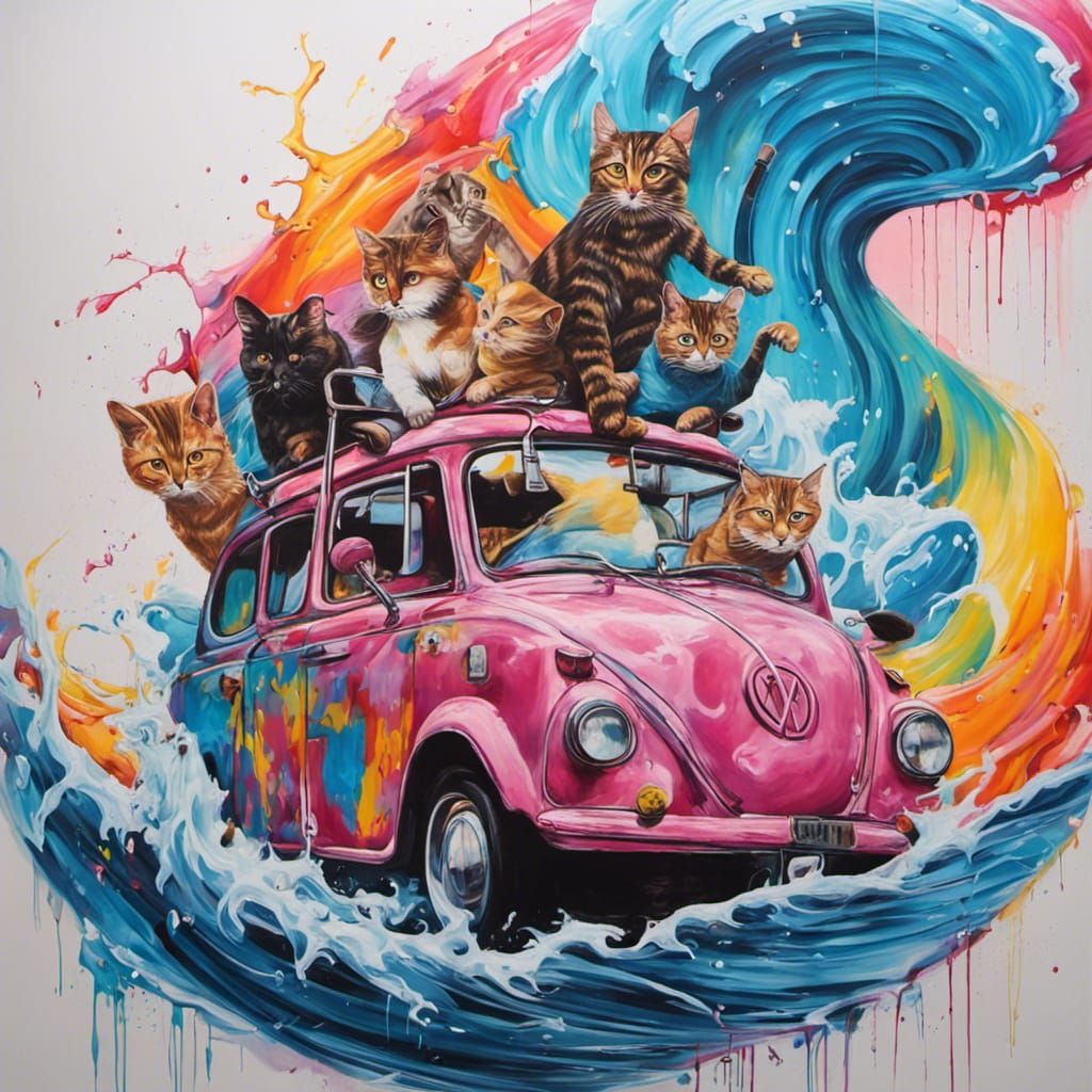 Colorful Wave Riders in Graffiti Art Style