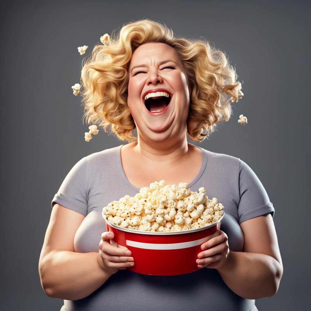 Laughing Woman with Popcorn Hair in 8K