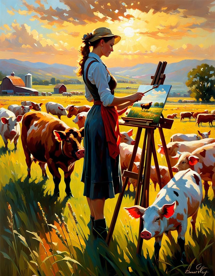Farm Girl painting