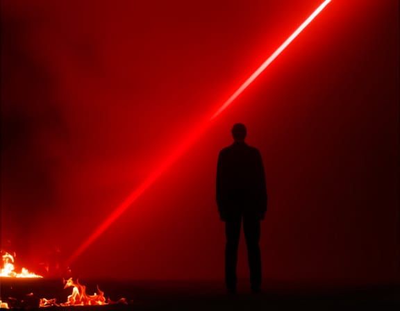 Inferno Silhouette: Dramatic Lighting and Fiery Digital Art