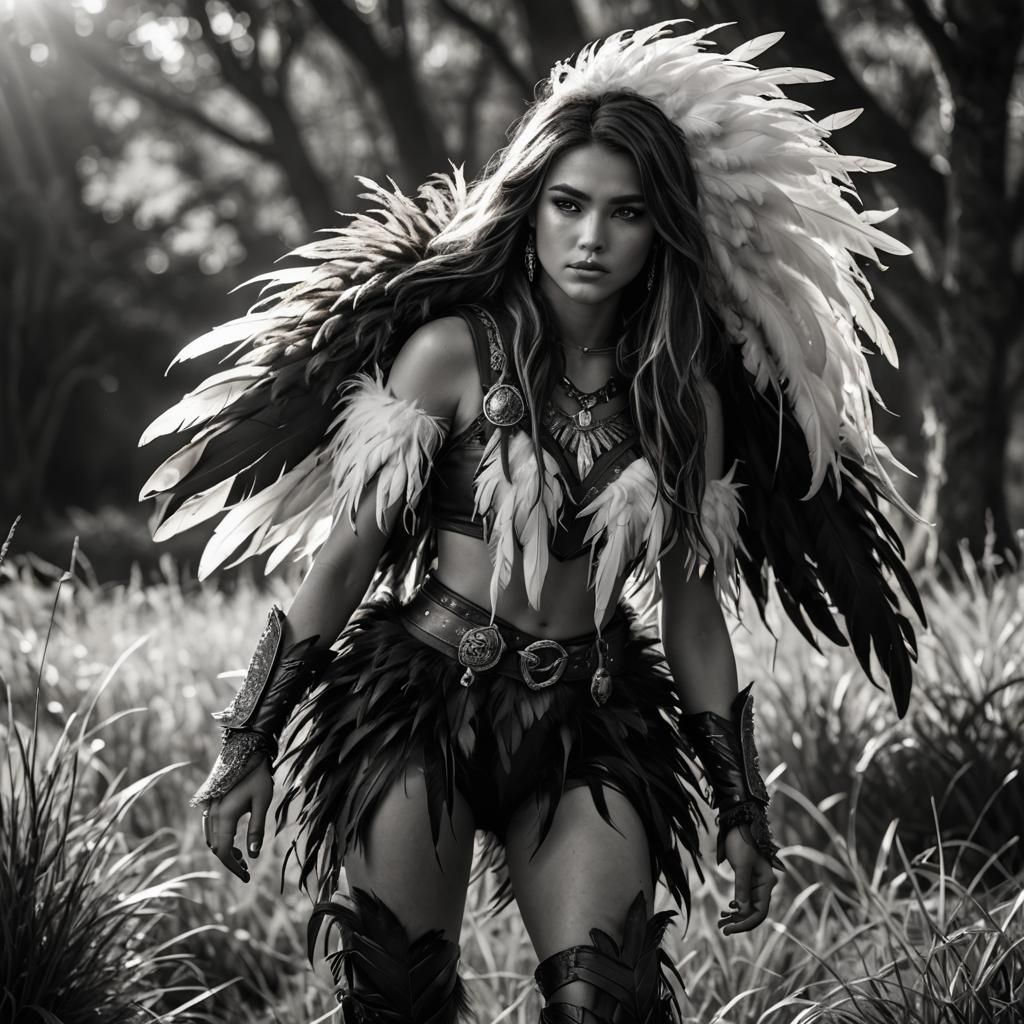 Monochrome Portrait of a Grass-Body Character