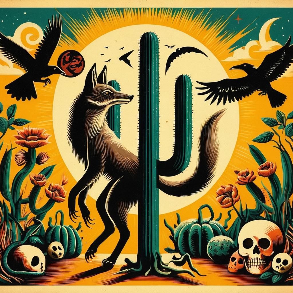 Mexican Folk Art Surrealism: Desert Ceremony