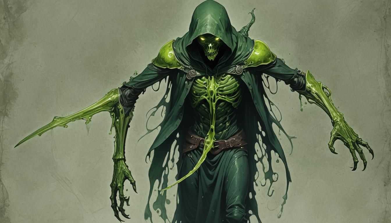 Gelatinous Thief in Cave Tavern, Digital Matte Painting