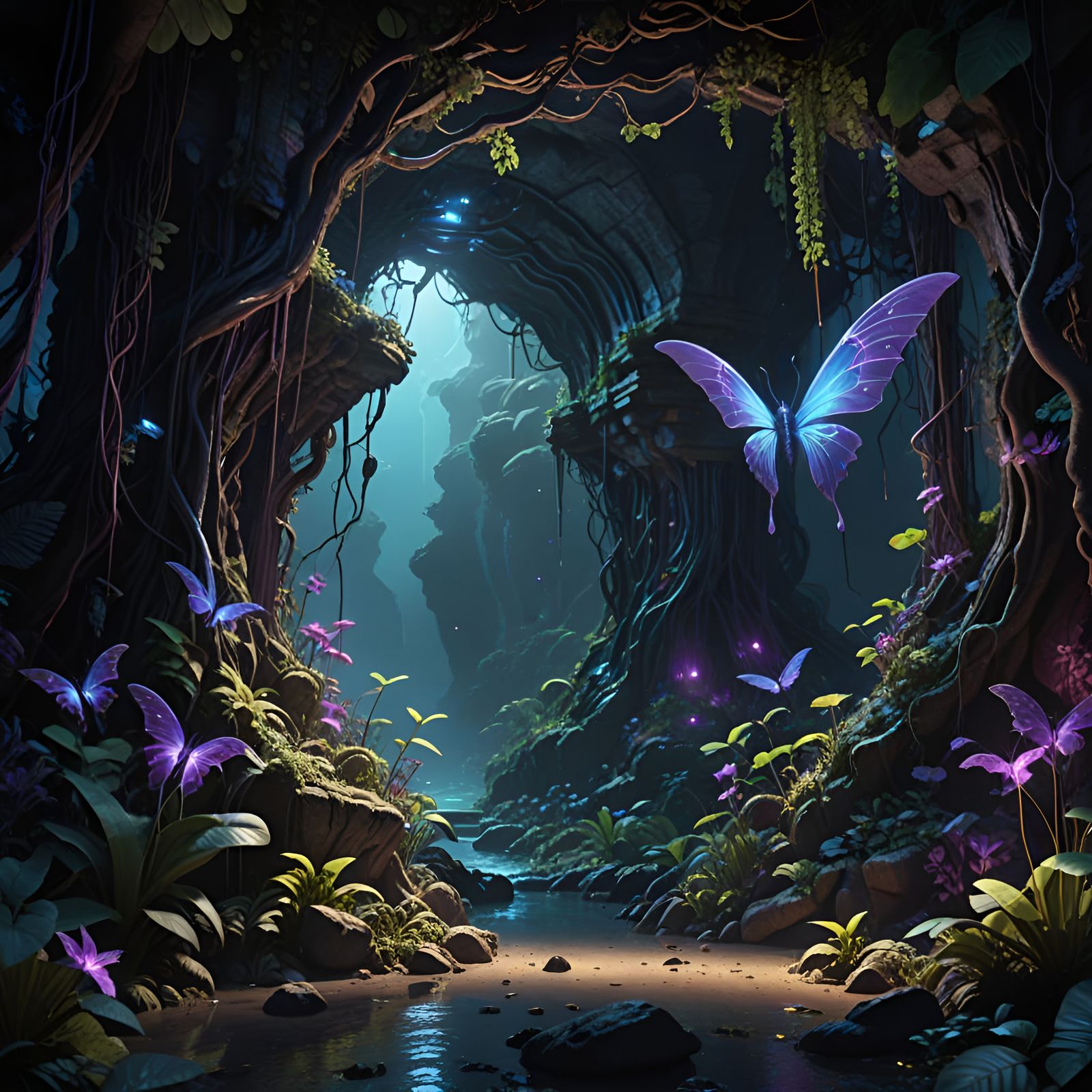 Celestial Portal Reveals Alien Jungle in Grotto