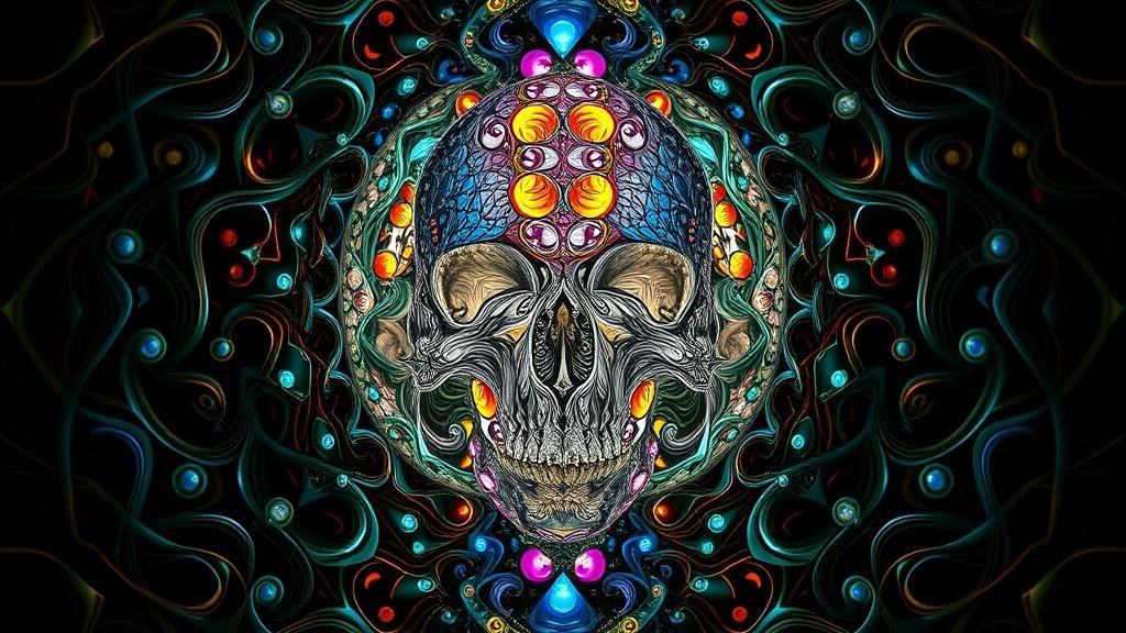 Fantasy Skull Portrait in Surrealist Escher Style