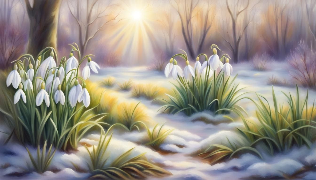 Snowdrops and Crocuses in Pastel Colors