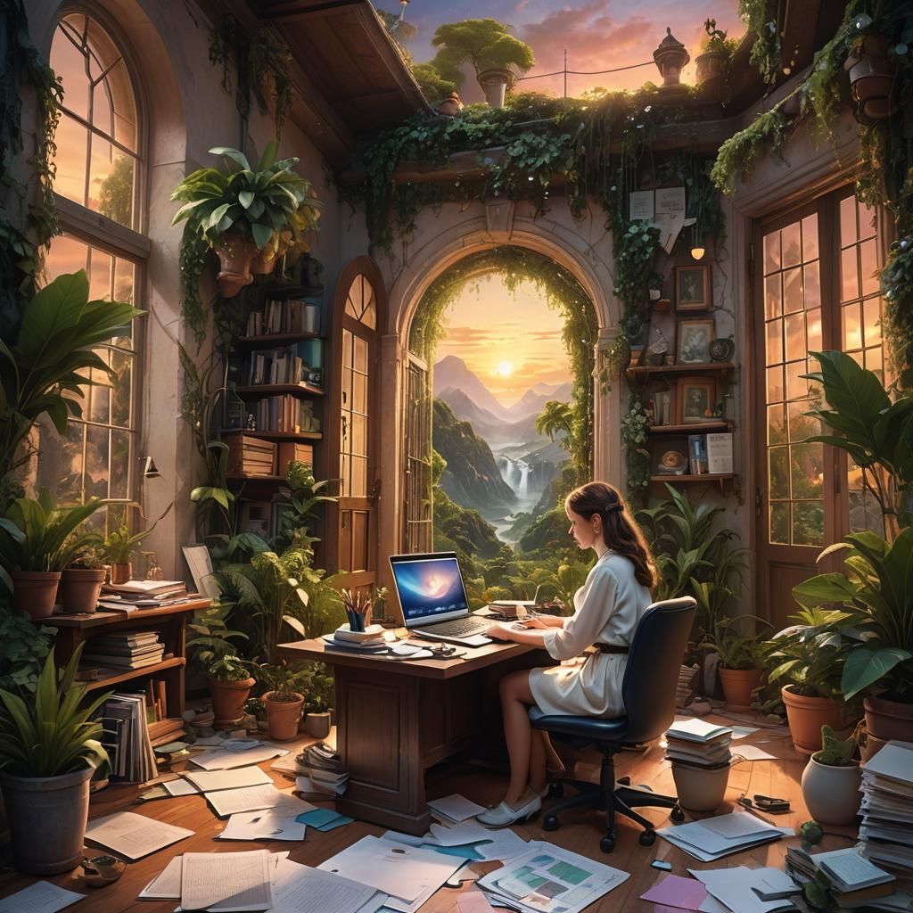 Balancing Work and Life: A Matte Painting