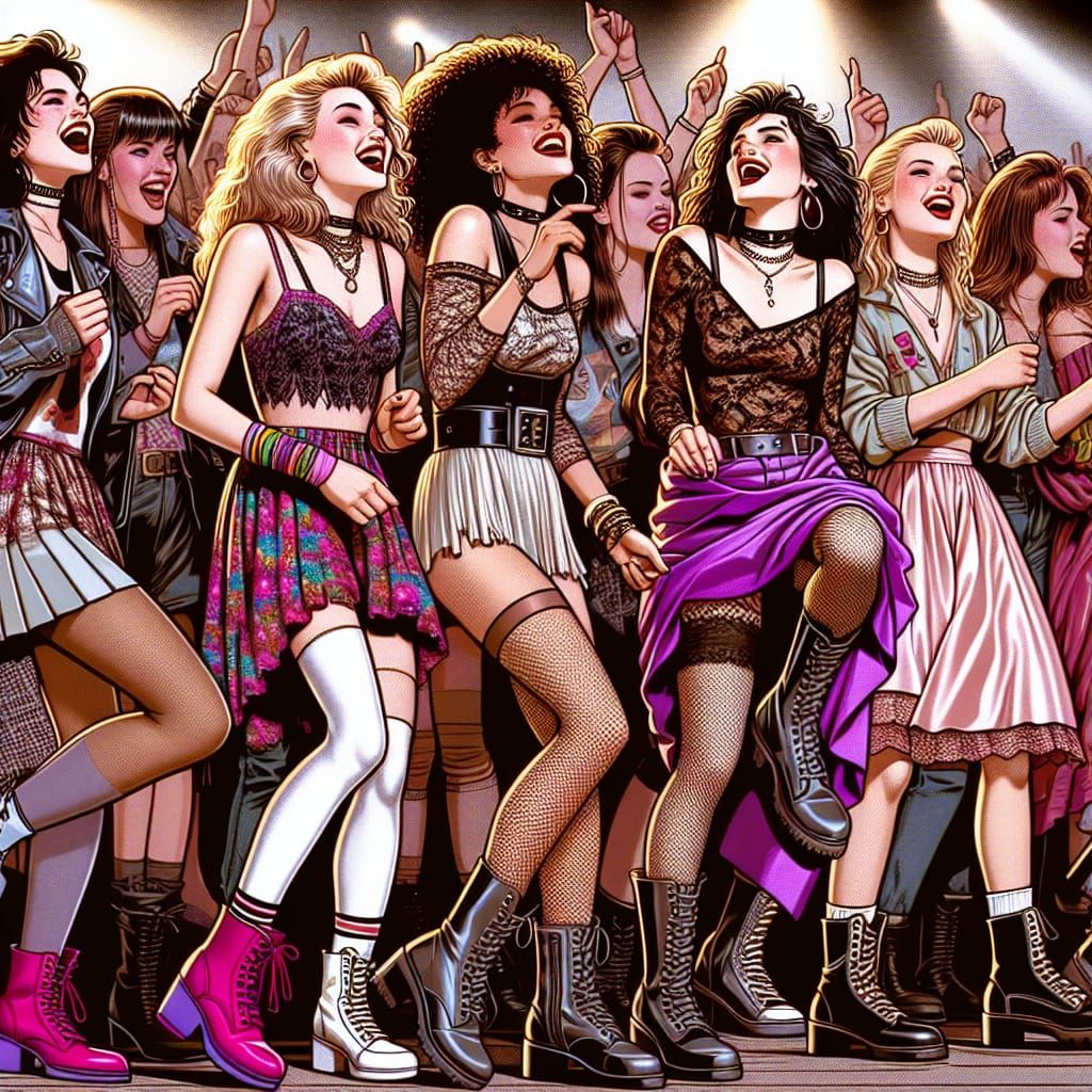 Energetic 80s Punk Scene Digital Illustration