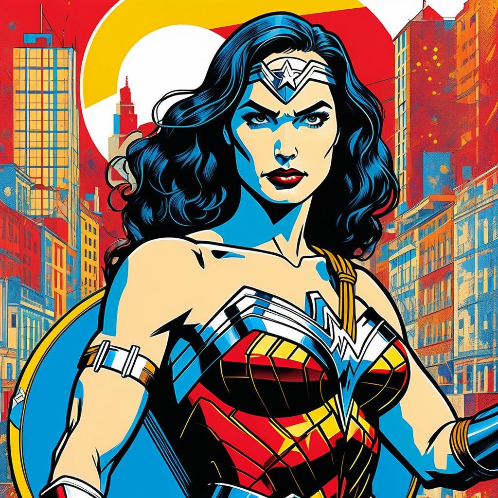 Wonder Woman Portrait in Pop Art Style