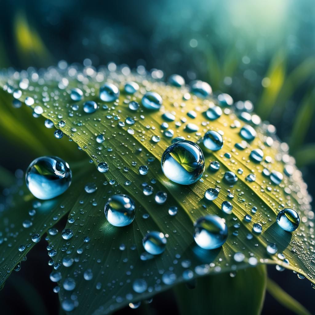 Hyperrealistic Dew Drops: Glistening Wonders in HDR