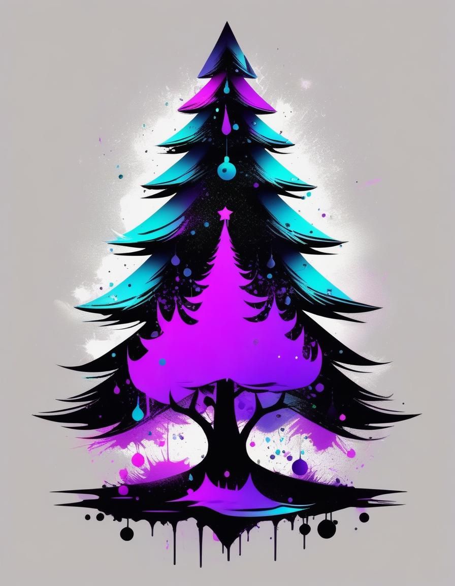 Gravity-Defying Upside-Down Christmas Tree in Dark Goth Styl...