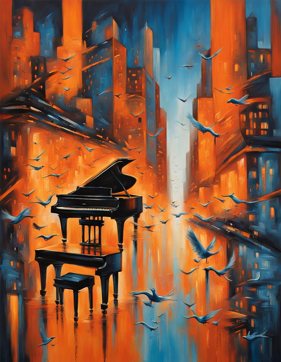 Abstract Cityscape with Flowing Hues