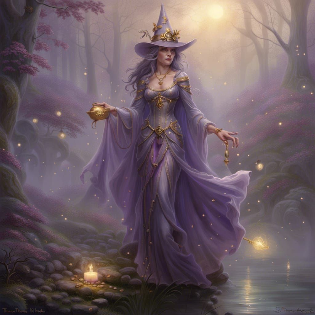 Ethereal Pale Witch in Purple Costume