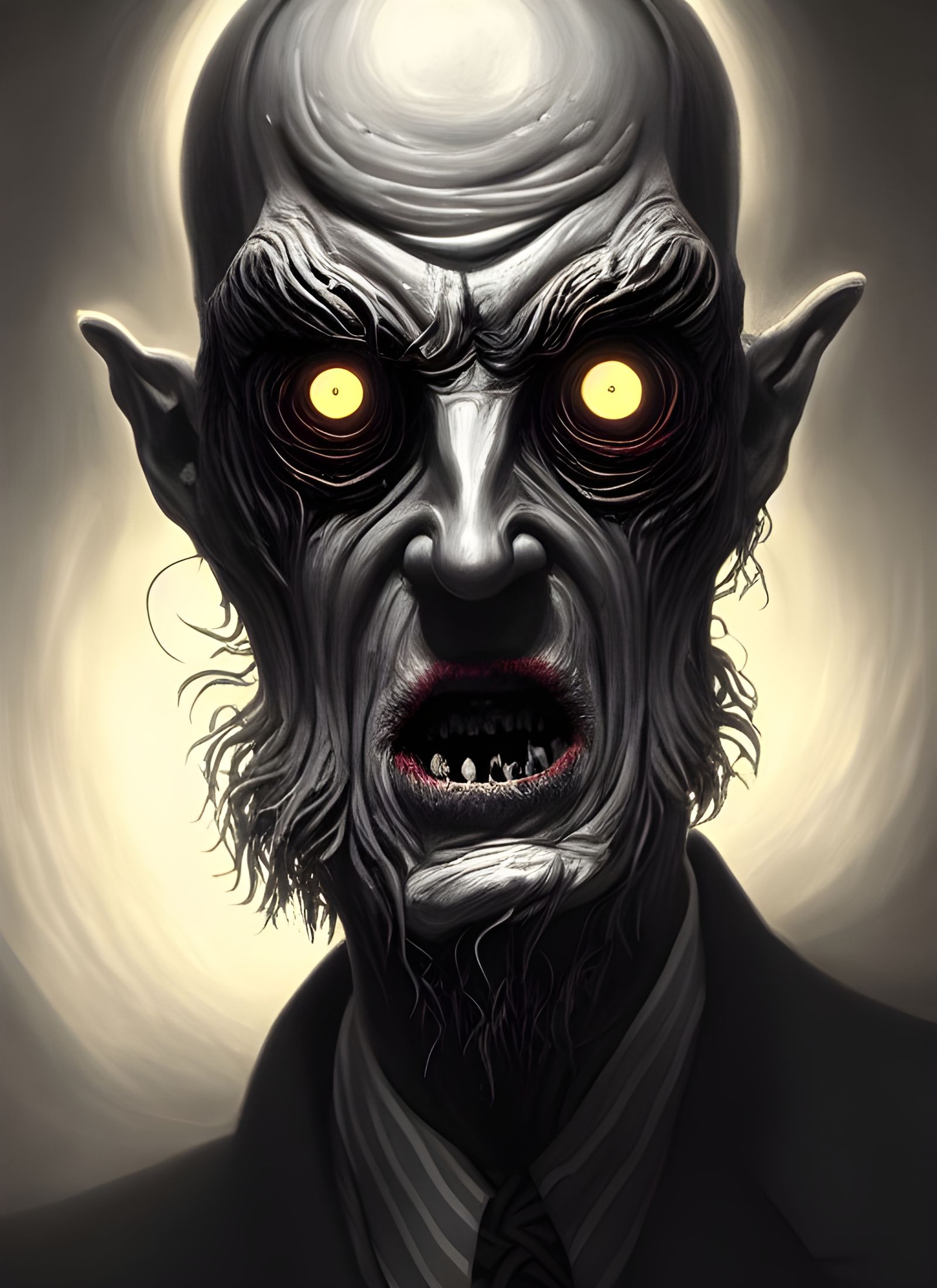 Creepy Old Man with Eldritch Eyes Portrait