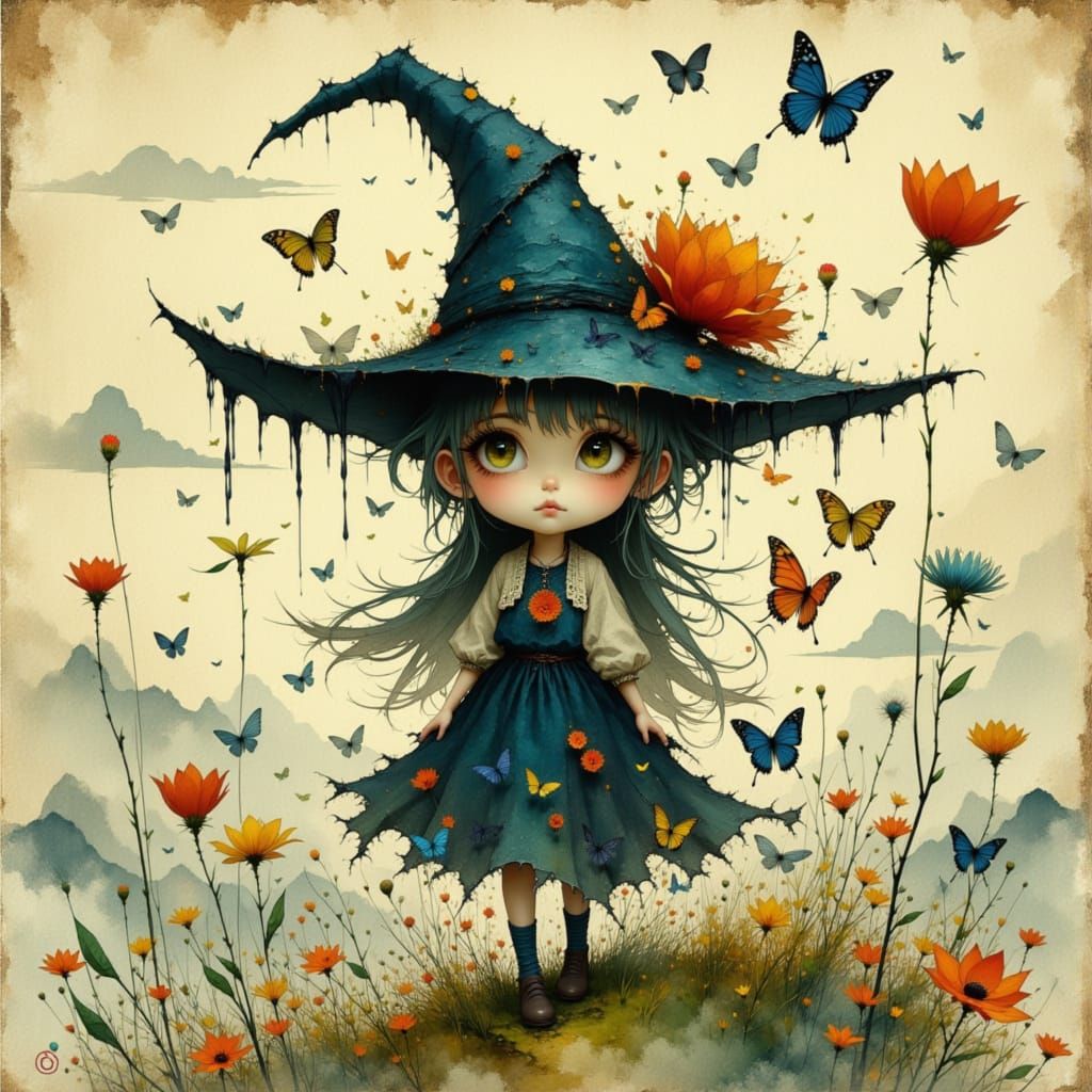 Experienced Witch in Shady Impressionist Style