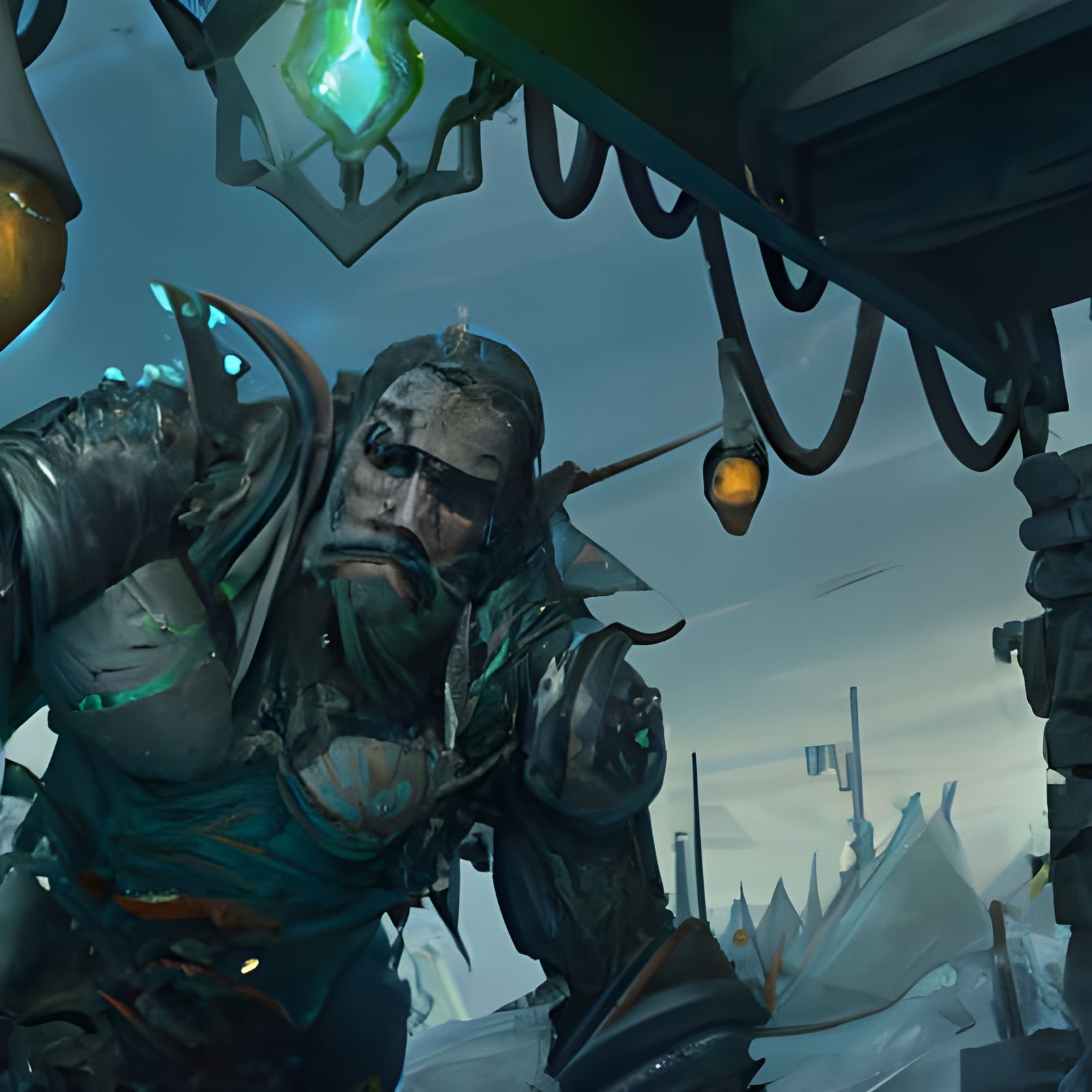 Dark Fantasy Concept Art in Purple and Yellow