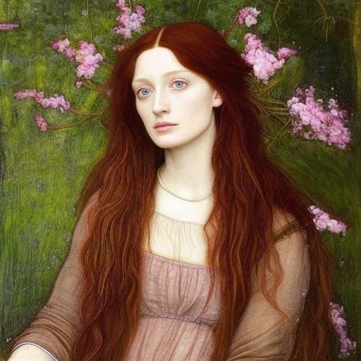 Ethereal Portrait in Pre-Raphaelite Style