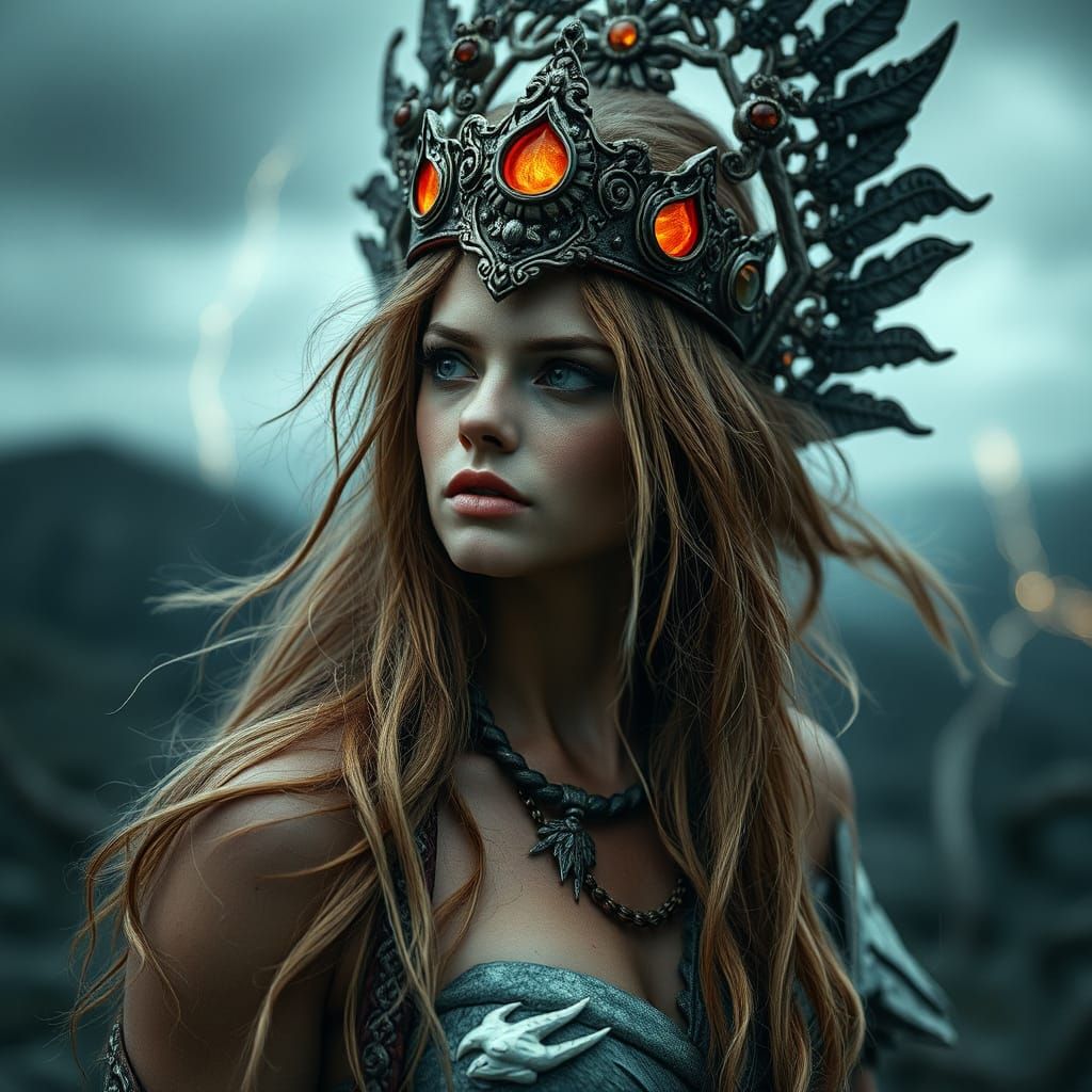Baltic Thunder Goddess in Hyperrealistic Splendor