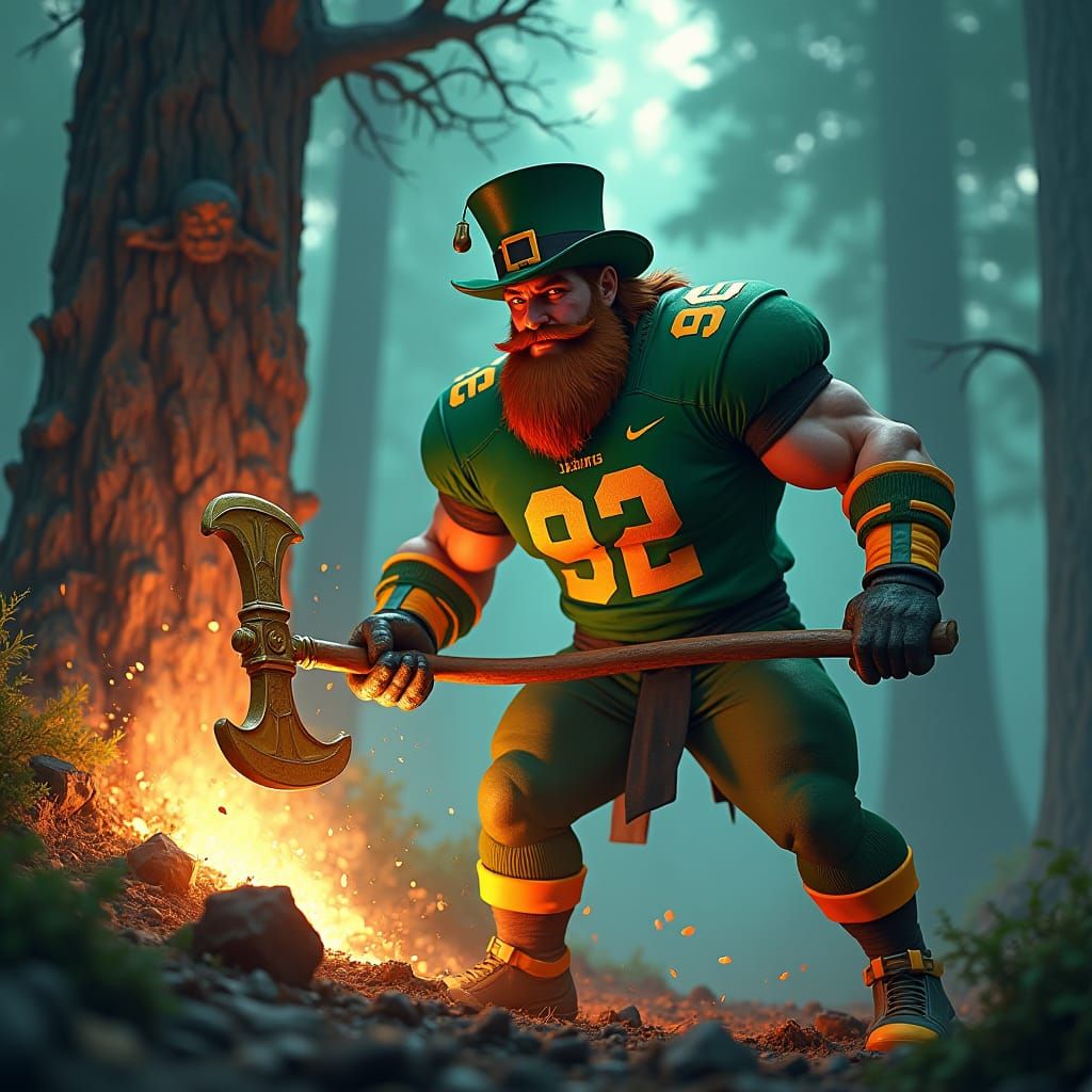 Leprechaun Lumberjack: Epic Fantasy Art in 8K