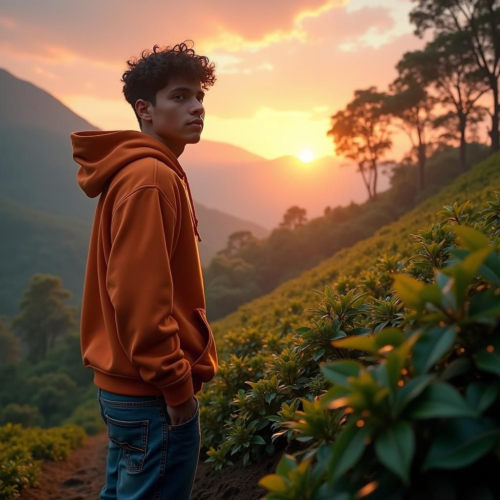 Mystical Colombian Teen in Fantasy Landscape