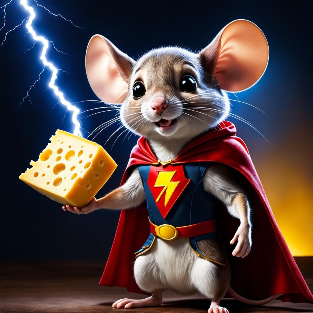 Mighty Mouse Lifts Glowing Cheese
