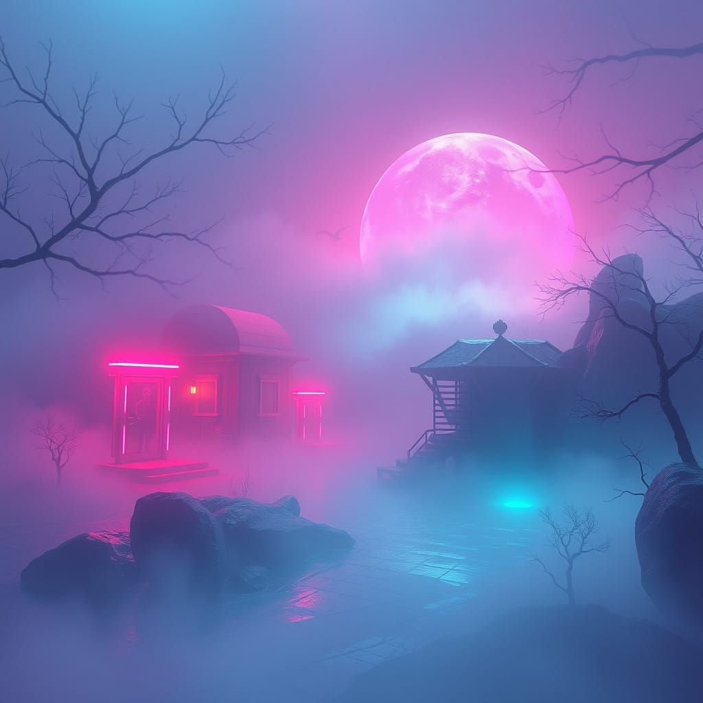 Ethereal Phonk Scene in Vibrant, Dreamlike Colors