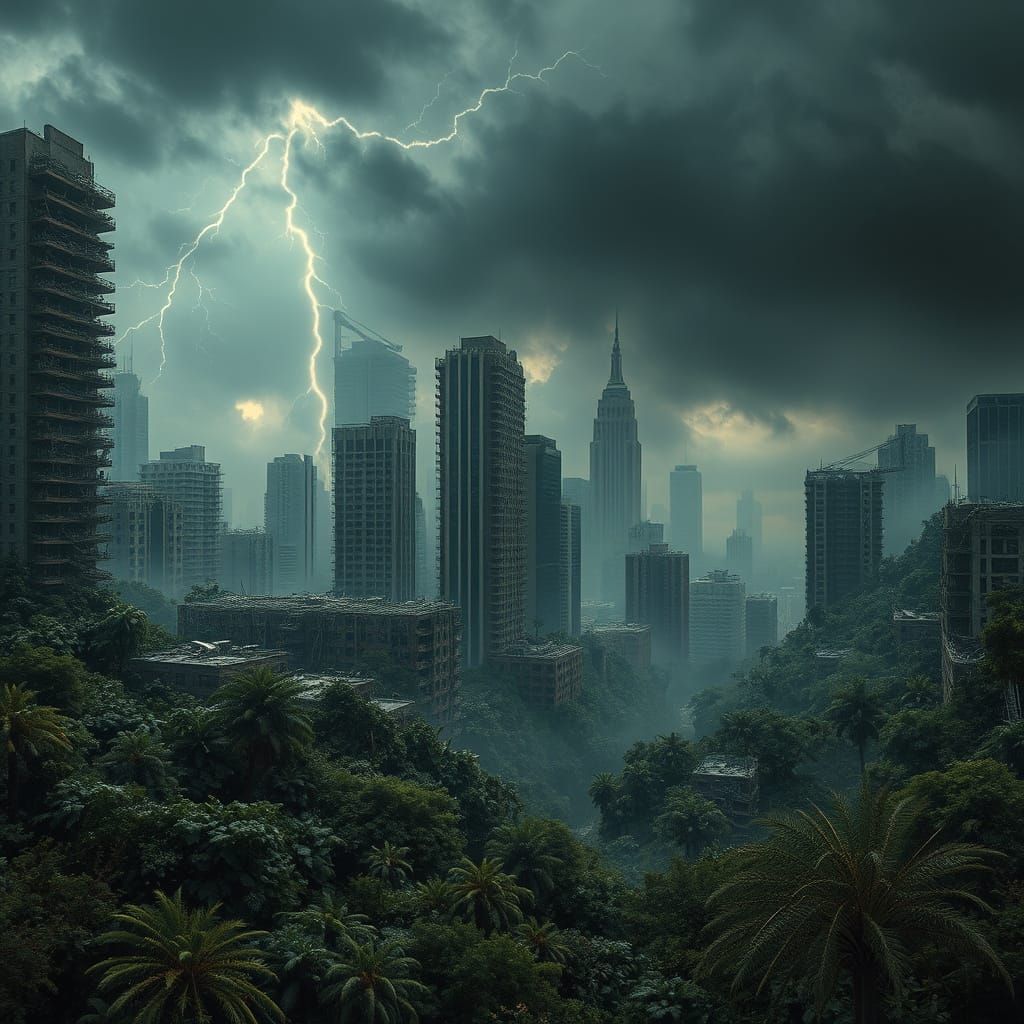 Post-Apocalyptic Skyscrapers Overrun by Nature