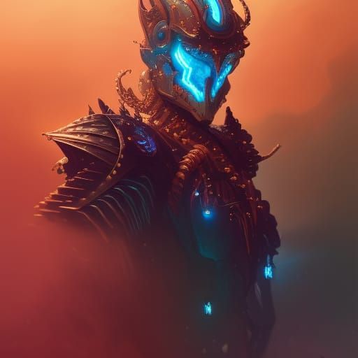 Cybernetic Ghost Warrior Portrait in Dark Fantasy Style