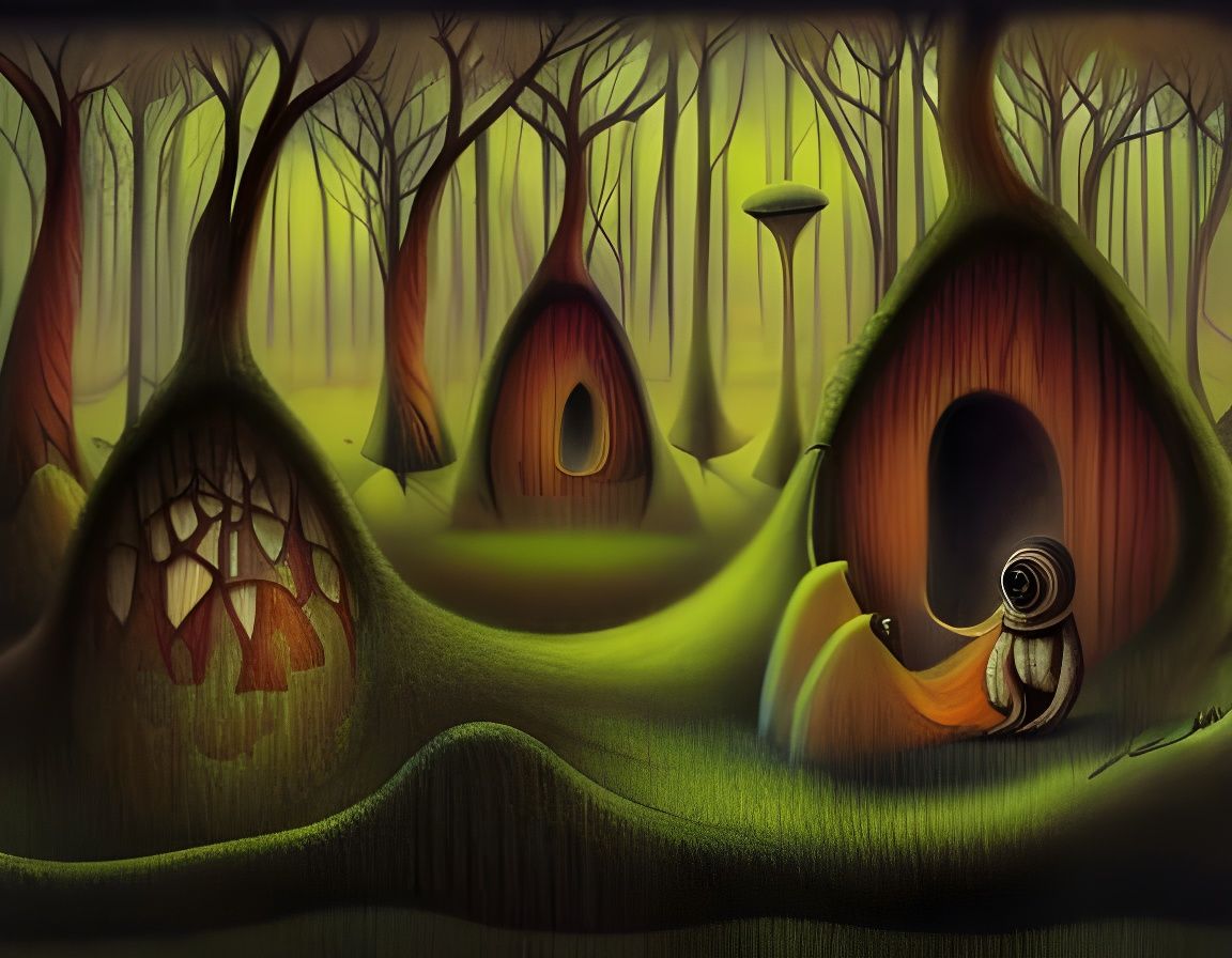 Enchanted Forest Home with Magical Creatures