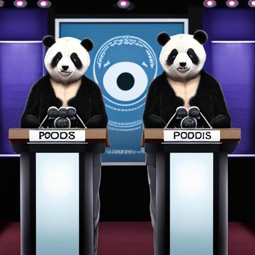 Pandas Debating on Stage